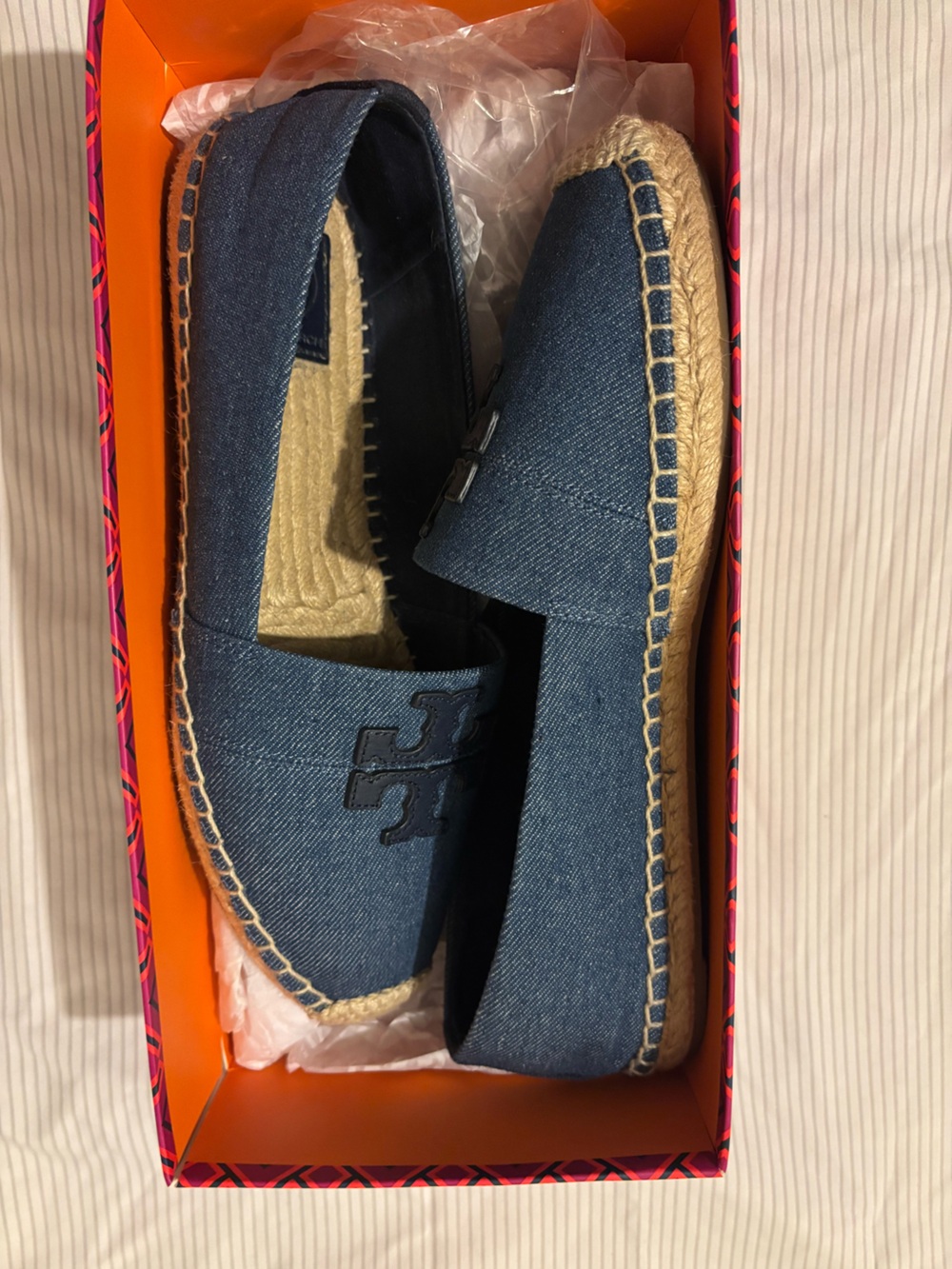 Tory Burch Denim Logo Espadrille Slip-On - Blue